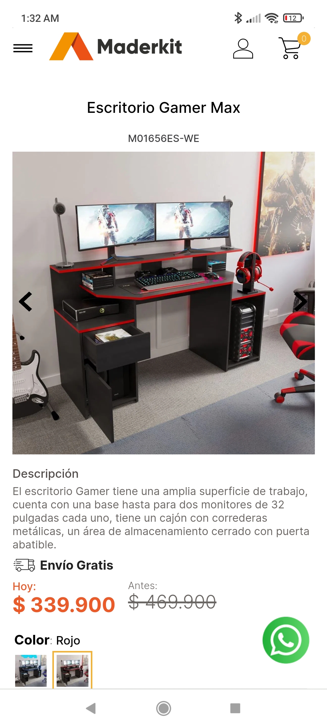 Escritorio Gamer Max 1 Cajón  Maderkit Tienda Online - Maderkit Tienda  Online Colombia